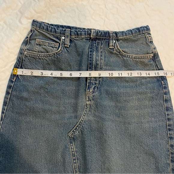 Cotton:On Denim Maxi Shirt Low Waisted Raw Hem Size 2 Boho Cowgirl Blue Jean - Picture 8 of 12